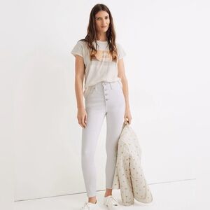 Madewell 10" High-Rise Skinny Crop Jeans in Pure White: Button-Front Edition